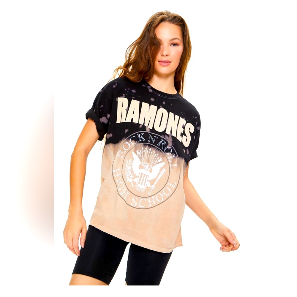 Ramones graphic bleach dye oversized band tee nwt punk rock